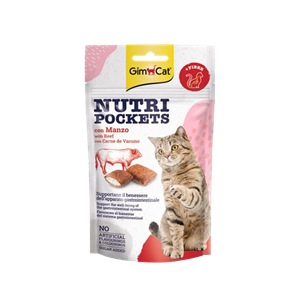 اسنک تشویقی گربه جیم کت با طعم گوشت گاو GimCat Nutri Pockets Beef وزن 60 گرم