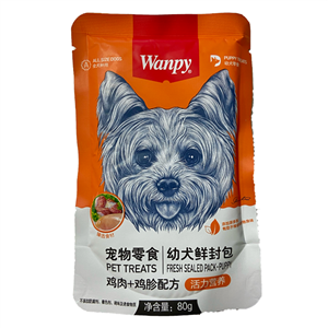پوچ توله سگ ونپی با طعم مرغ و جینسینگ Wanpy Chicken & Ginseng وزن 80 گرم