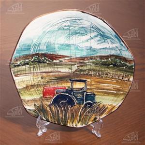 بشقاب سفالی آرانیک نقاشی زیر لعابی رنگارنگ‏ طرح ‏مزرعه‏ مدل 1000200050