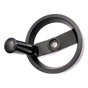 دسته فلکه گرد آلومینیوم دسته تاشو قطر 125 شفت 12 میلی‌متر کد 00202359