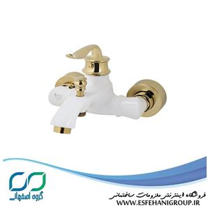 شیر دوش حمام طوفان فلز مدل بامبو سفید طلایی