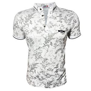 پولوشرت آستین کوتاه مردانه مدل هاوایی گل ریز کد T-GOL-W رنگ سفید