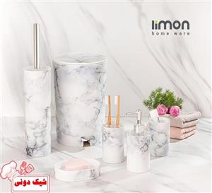 ست سرویس بهداشتی لیمون طرح ماربل مشکی- طلایی