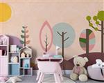 پوستر دیواری اتاق کودک طرح درخت و خورشید W12113410
