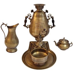 سرویس سماور زغالی 6 لیتر برنجی کد 92 