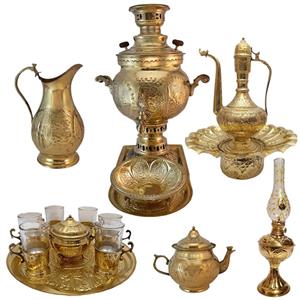 سرویس سماور ذغالی 6 لیتر برنجی