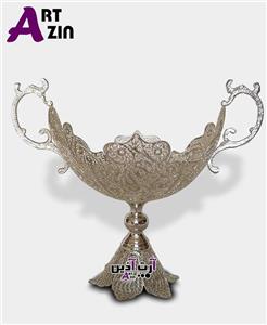 کشکول پایه دار نقره ملیله کاری اصفهان سه سایز – کد : ۱۲۰۸