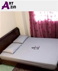 ملحفه کشدار تشک دو نفره آبی طوسی پنبه ای برند مریم سایز ۲۰۰*۱۶۰  کد: ۷ – ۱۰۱۰
