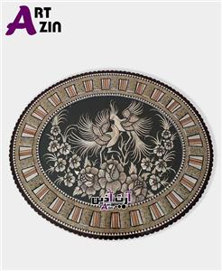 تابلو دیواری اصفهان مسی قلم زنی خاتم کاری مدل بیضی – کد : ۱۶۶۲ 