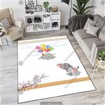 فرش چاپی طرح فیل و شکوفه و بادکنک های رنگارنگ pk-2723A
