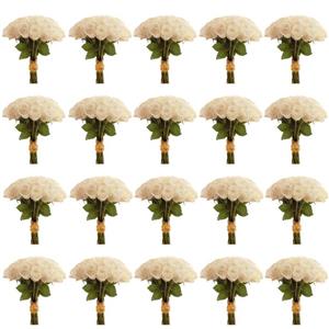 دسته گل طبیعی رز هلندی سفید هیمان کد 1100 بسته 20 عددی 