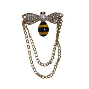 سنجاق سینه زنانه مدل زنبور زنجیردار کد 666