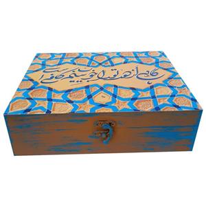 جعبه هدیه چوبی مدل هنری طرح کاشی کد WB203