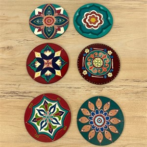 زیر لیوانی مدل چوبی مجموعه شش عددی