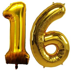 بادکنک فویلی مسترتم طرح عدد 16 پلاس مجموعه 2 عددی