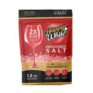 نمک ماشین ظرفشویی هپی وایت مدل Processed Salt وزن 1.5 کیلوگرم
