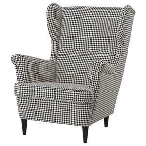 صندلی راحتی کلاسیک پشت بلند ایکیا مدل STRANDMON رویه پارچه طرحدار