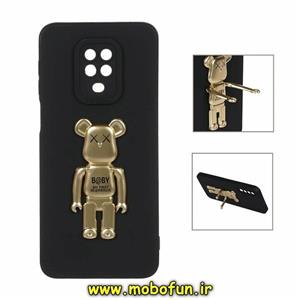قاب گوشی Redmi Note 9S - Redmi Note 9 Pro شیائومی طرح ربات KAWS سیلیکونی ژله ای پرو کمرا هولدر دار محافظ لنز دار مشکی طلایی کد 456