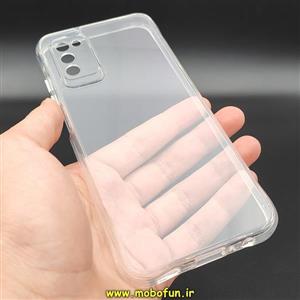 قاب گوشی Galaxy A02S - Galaxy A03S سامسونگ اورجینال اسپیس Space طرح طلقی شیشه ای شفاف دکمه کرومی محافظ لنز دار کد 189