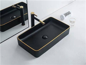 کاسه روشویی لوکس مشکی طلایی مدل 1312BG سایز 35*60
