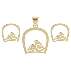 نیم ست طلا 18 عیار زنانه قیراط طرح پرنده کد GH6346 -