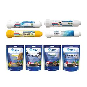 فیلتر دستگاه تصفیه آب مدل  Post carbon و Mineral و Alkaline و Nano silver به همراه شارژ یدک