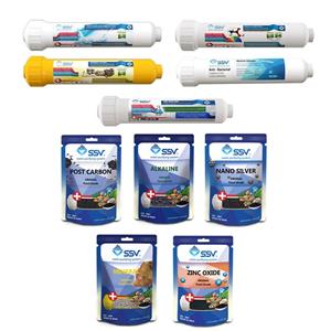 فیلتر دستگاه تصفیه آب مدل  Post carbon و Mineral و Alkaline و Nano silver و Zinc به همراه شارژ یدک