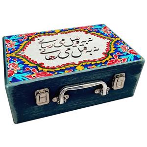 جعبه هدیه چوبی مدل چمدان طرح کاشی سنتی کد WS107