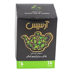 دمنوش گیاهی چای سبز و لیمو ترش آرسیس بسته 14 عددی