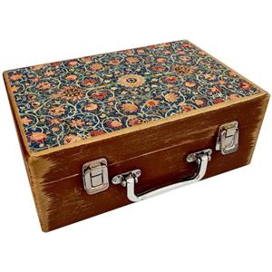جعبه هدیه چوبی مدل چمدان طرح کاشی سنتی کد WS124
