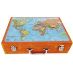 جعبه چوبی مدل چمدان طرح نقشه جهان کد WS204
