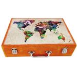 جعبه چوبی مدل چمدان طرح نقشه جهان کد WS202