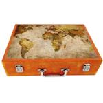 جعبه چوبی مدل چمدان طرح نقشه جهان کد WS201
