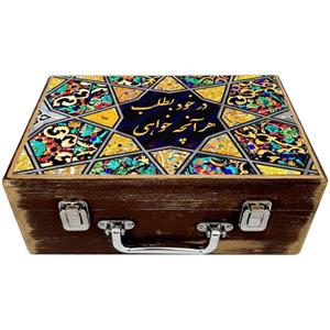 جعبه هدیه چوبی مدل چمدان طرح کاشی سنتی کد WS146