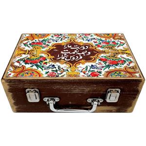 جعبه چوبی مدل چمدان طرح کاشی سنتی کد WS142