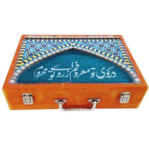 جعبه چوبی مدل چمدان طرح کاشی کد WS211