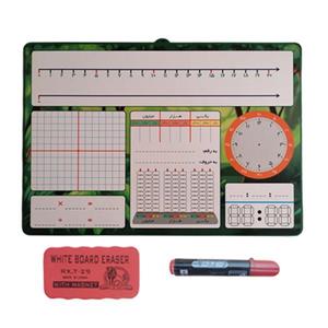 تخته وایت برد مدل دبستان سه کد 9420944 سایز 23×33 سانتی متر به همراه ماژیک وایت برد و تخته پاک کن
