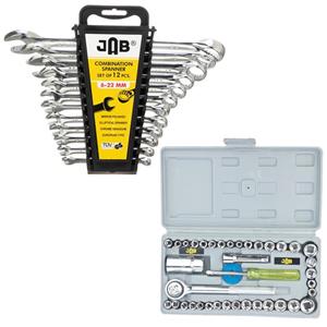 آچار و سری بکس و پیچ گوشتی جاب مدل J-200058 مجموعه 58 عددی