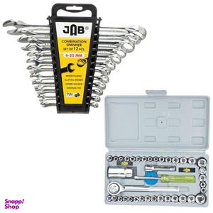 آچار و سری بکس و پیچ گوشتی جاب مدل J-200058 مجموعه 58 عددی