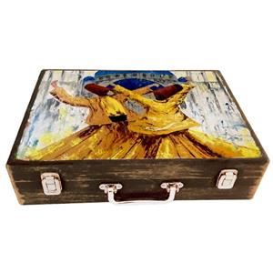 جعبه هدیه چوبی مدل چمدان بزرگ طرح سماع کد WS221