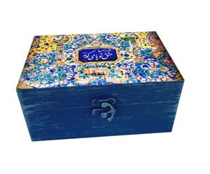 جعبه هدیه چوبی مدل سنتی طرح کاشی کد SB90