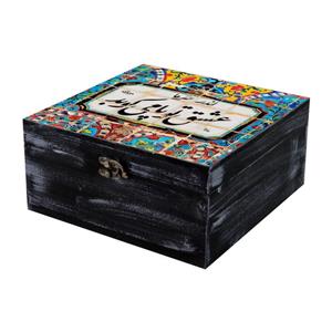جعبه هدیه چوبی مدل سنتی طرح کاشی کد WB99