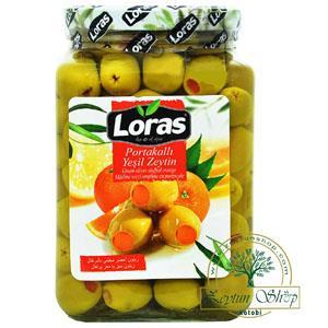 زیتون سبز با مغز پرتقال لوراس 900گرمیLoras