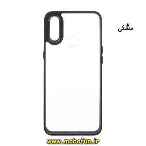 قاب گوشی Galaxy A10S سامسونگ اورجینال متال کیس Metal طرح پشت طلق شفاف دور سیلیکونی مشکی کد 355