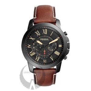 Grant - FS5241 ساعت-مردانه-فسیل Fossil Men's Grant Quartz Stainless Steel and Leather Chronograph Watch, Color: Black, Brown (Model: FS5241)