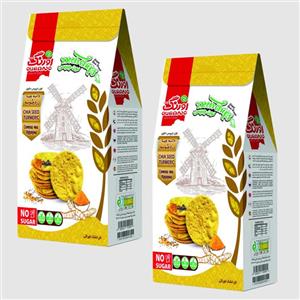 بیسکویت رژیمی بدون شکر با دانه چیا زردچوبه اورنگ - 200 گرم  بسته 2 عددی