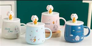 ماگ درب دار طرح خرگوش سرامیکی کد 11/4