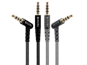 کابل صدای دو سر جک 3.5 میلی‌متری باوین BAVIN AUX06 3.5mm Jack Nylon Cable AUX Cable Elbow Type Audio Cable