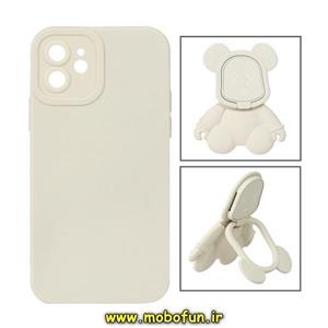 قاب گوشی iPhone 11 آیفون طرح ربات KAWS سیلیکونی پرو کمرا پاپ سوکت دار محافظ لنز دار سفید استخوانی کد 304