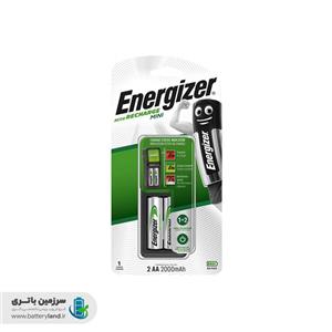 شارژر باتری سری Accu Recharge MINI بهمراه ۲ باتری AA قلمی ۲۰۰۰ میلی آمپر انرجایزر Energizer
